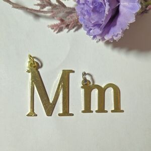 Big & Small Gold Tone M Letter Charms or Pendants Jewelry Making Gifts